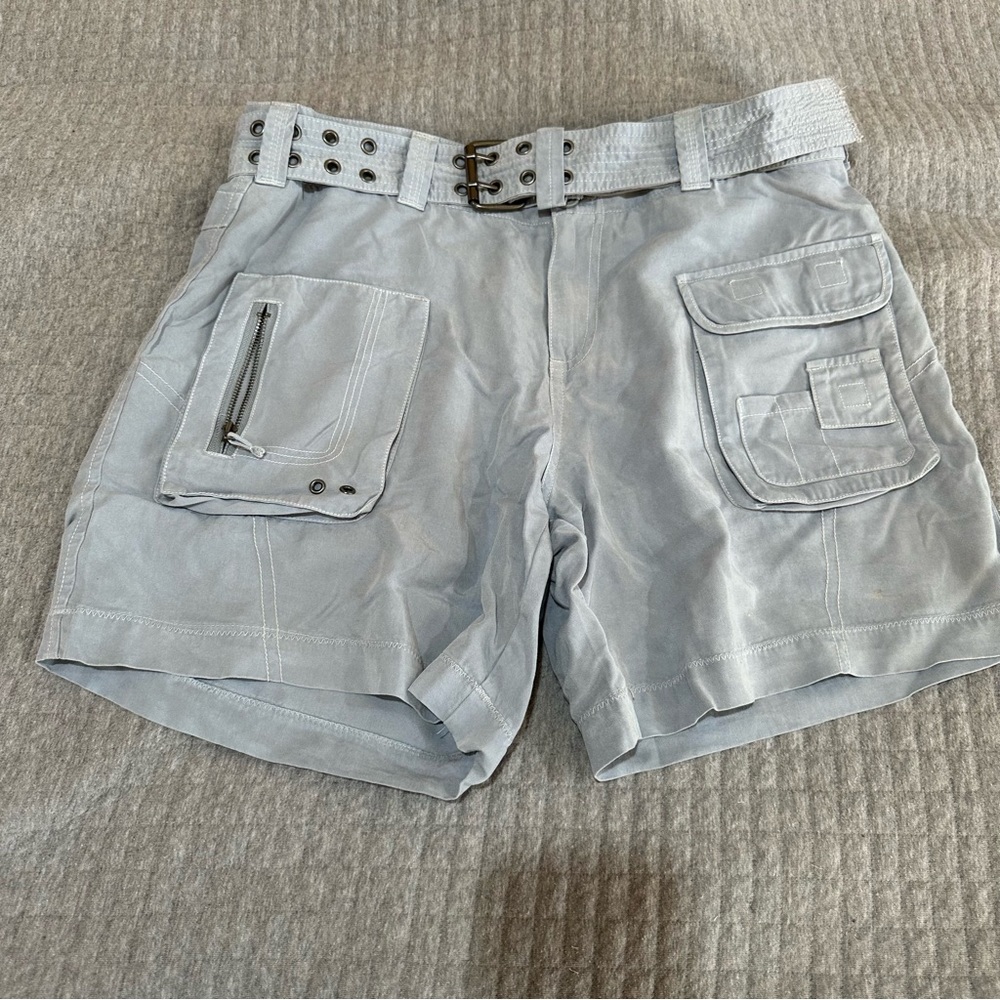 Dylan 100% Tencel Light Gray Cargo Shorts with Y2K belt size 12.